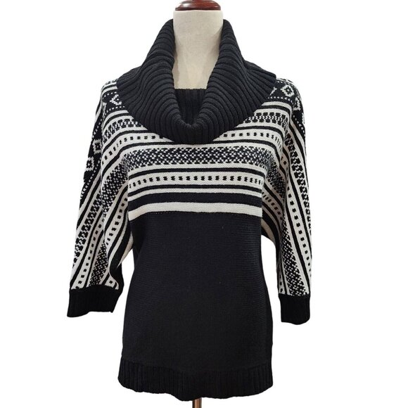 Dressbarn Womens Black And White‎ Sweater Cowl Neck Size Medium - Picture 9 of 14